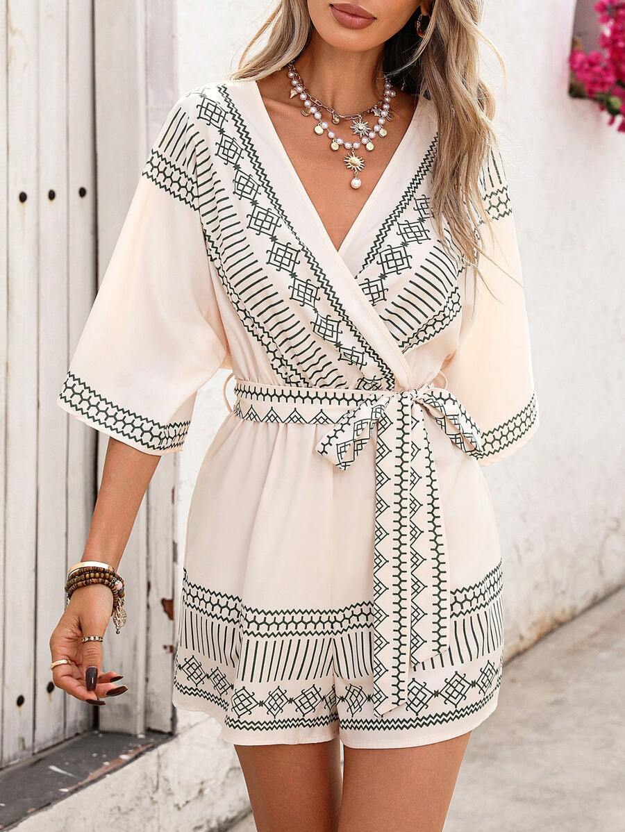 Thalia – Wickel Jumpsuit Damen Mit Blumenspitze Für Urlaub