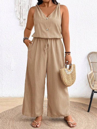 Theresa – Große Größen Jumpsuit Mit Schleife Und V-Ausschnitt