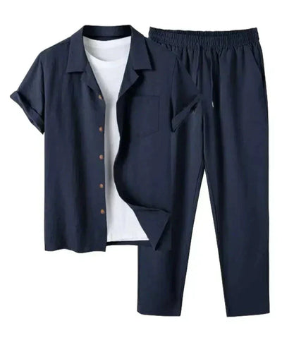 Torian - Herren Leinen Kurzarmhemd und Hose Set