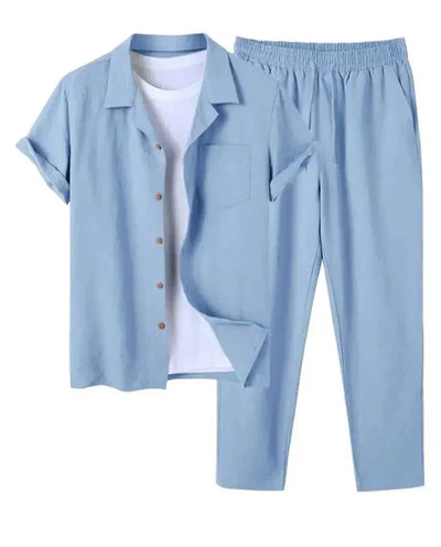 Torian - Herren Leinen Kurzarmhemd und Hose Set