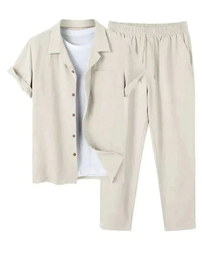 Torian - Herren Leinen Kurzarmhemd und Hose Set