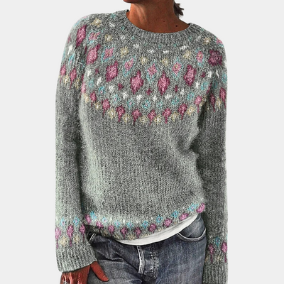 Strickpullover Damen Gemustert Rundhals | Warm & Bunt