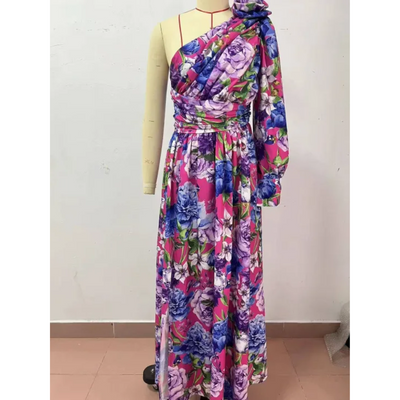 Einschultriges, Mehrfarbiges Hochzeitsgastkleid Für Damen | Maxi