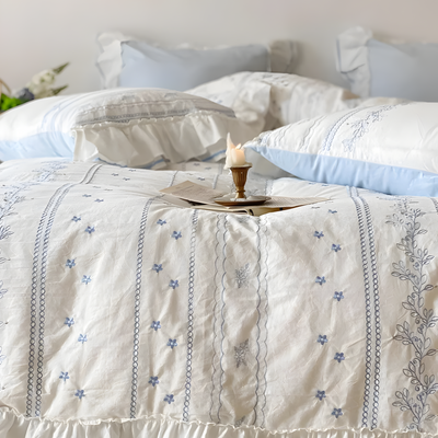 CloudRuffle Bedding - Bestickte Rüschen-Bettwäscheset