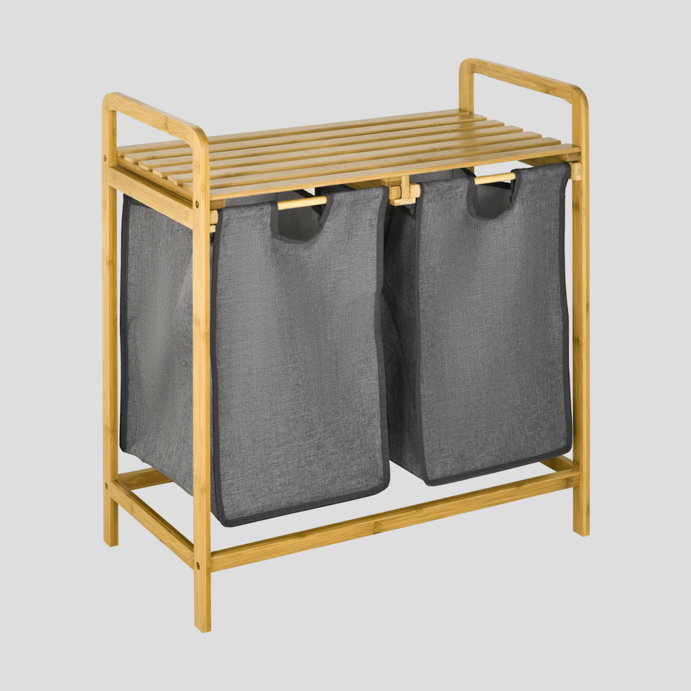 EcoSort-Korb – 2 herausnehmbare Taschen Bambus-Wäschekorb