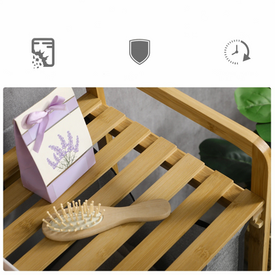 EcoSort-Korb – 2 herausnehmbare Taschen Bambus-Wäschekorb