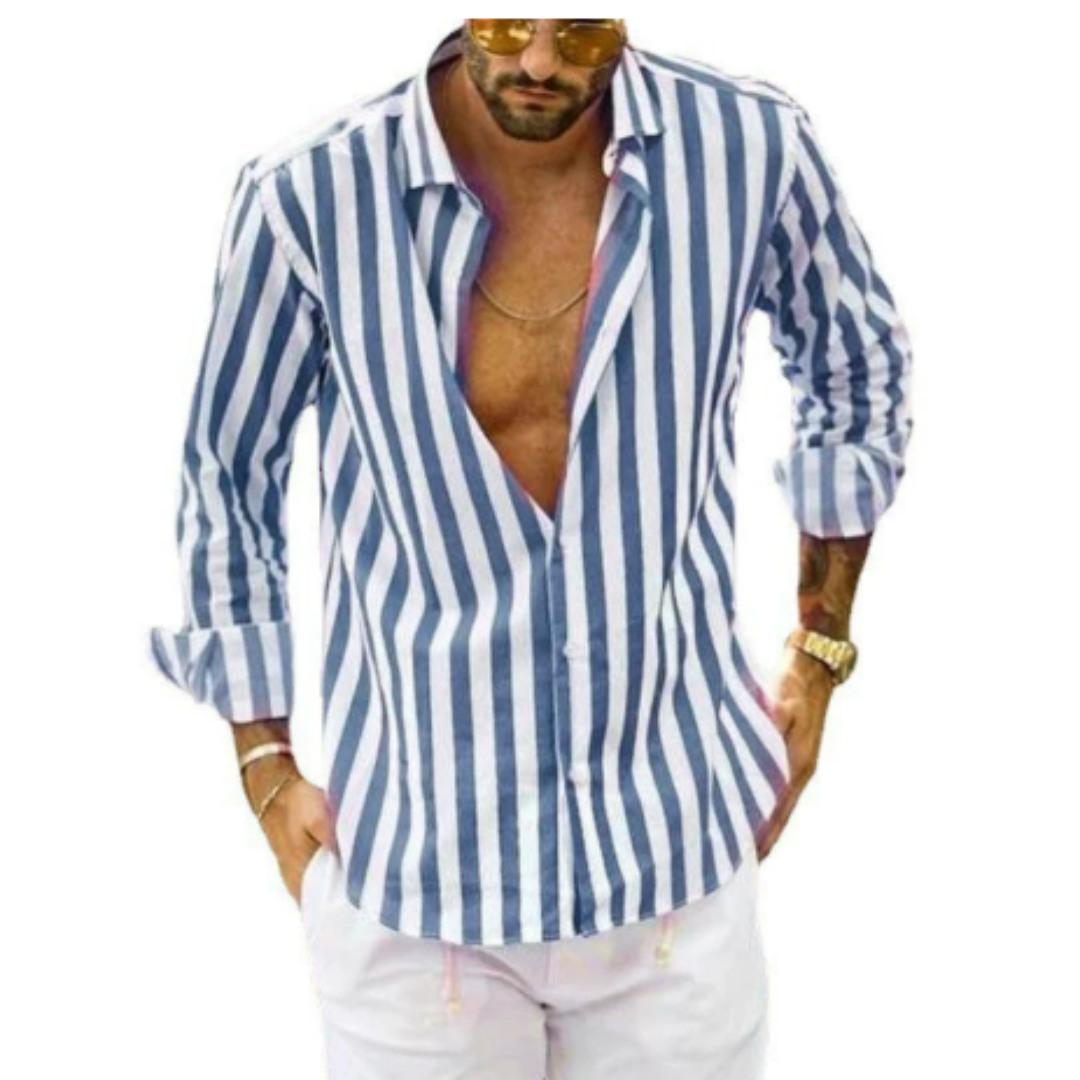 Langarmhemd mit Streifen – Button-Down-Kragen