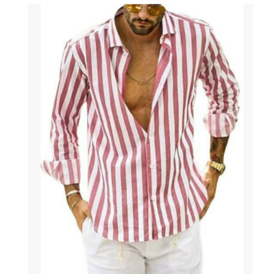 Langarmhemd mit Streifen – Button-Down-Kragen