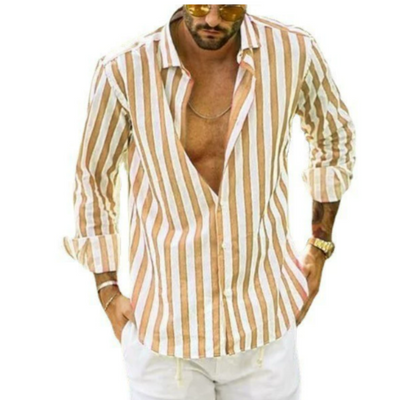 Langarmhemd mit Streifen – Button-Down-Kragen