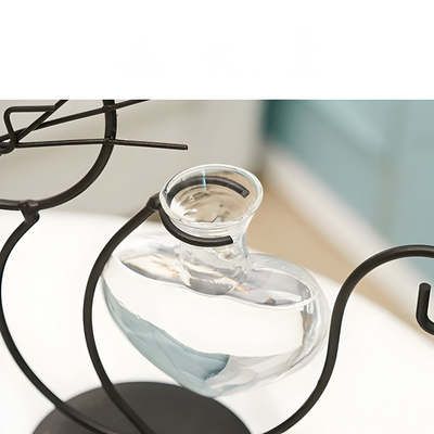 AquaPurr Vase - Hydroponische Glas-Herz-Vase mit Katzenförmigem Halter