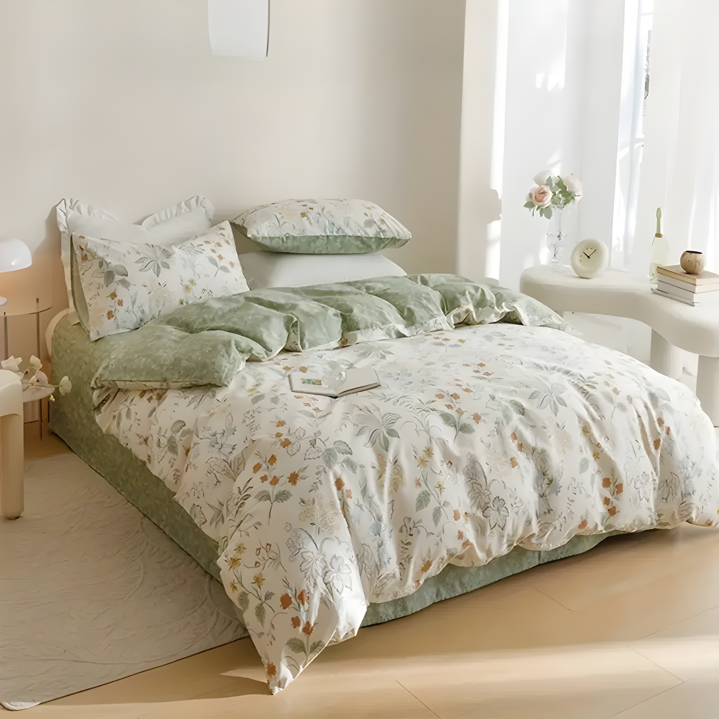 SpringBreeze Bettdecken-Set - 3-teiliger Floral-Bettdeckenbezug