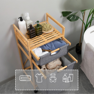 BambooEase Korb – Abnehmbarer Bambus-Wäschekorb