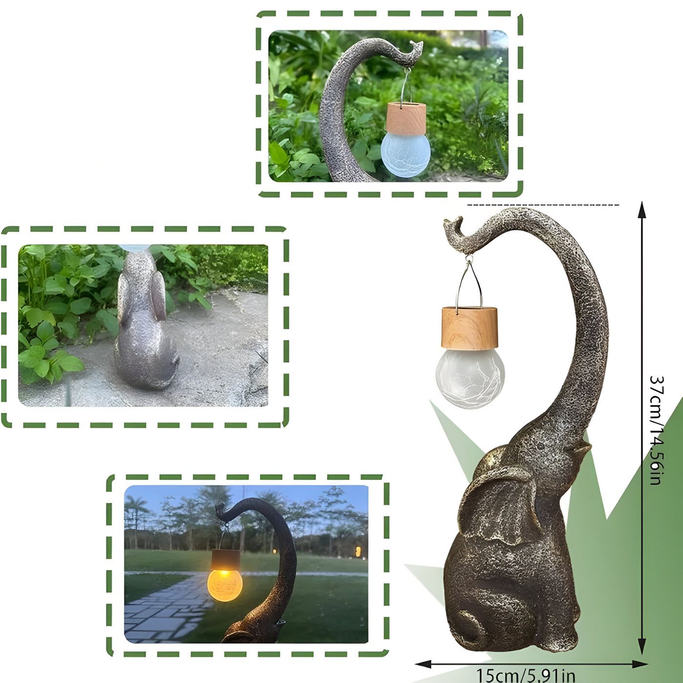 Glowphant Light – Solarbetriebene Kupfer-Elefanten-Statue mit LED-Licht