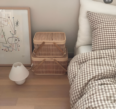 LunaVeil Bettwaren - Baumwolle Ginghan Stil Bettdecke Set