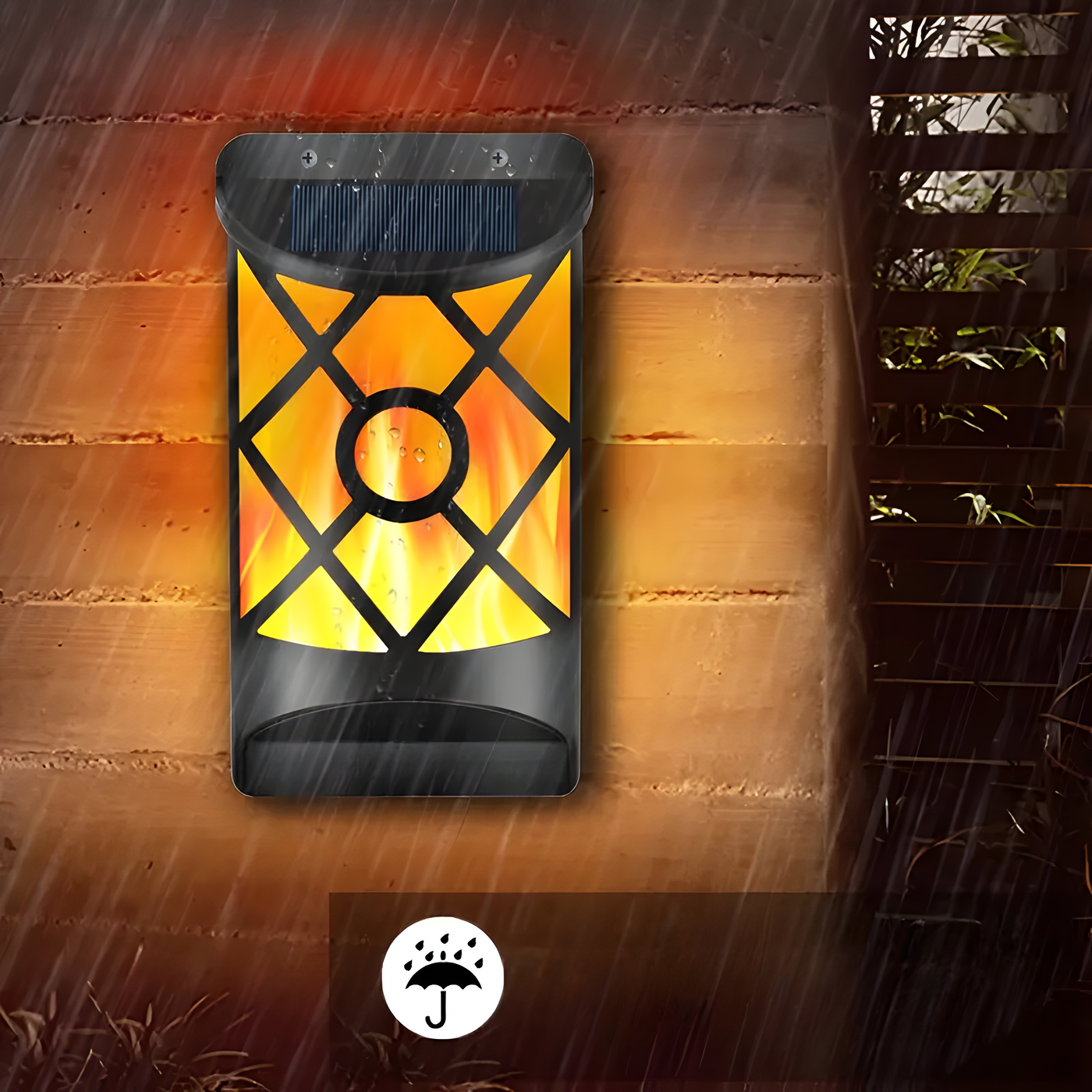 FlameGlow Lights -  2 Stück  Außenleuchten Solarbetriebene Led-Wandleuchte