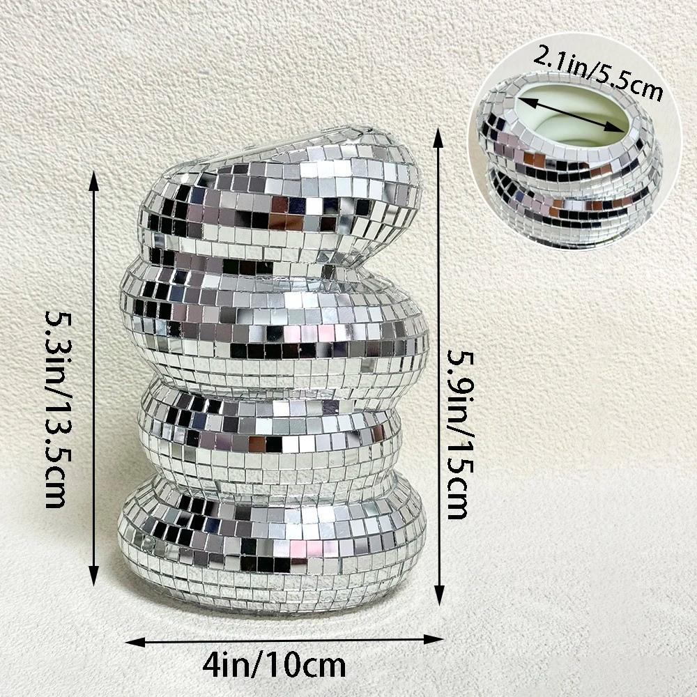 ShimmerTwist Vase - Glitzernde Disco-Kugel Glasfliese