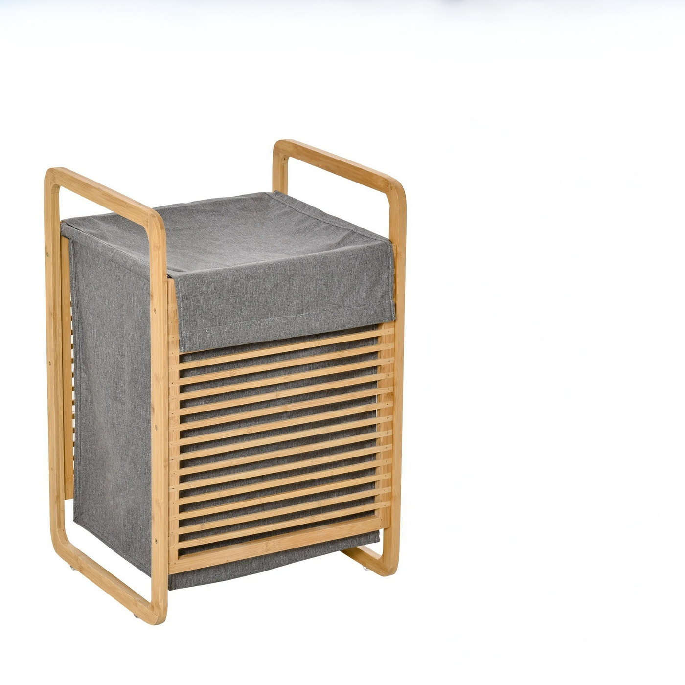 PureWeave Korb – Tragbarer Wäschekorb aus Bambus mit Deckel