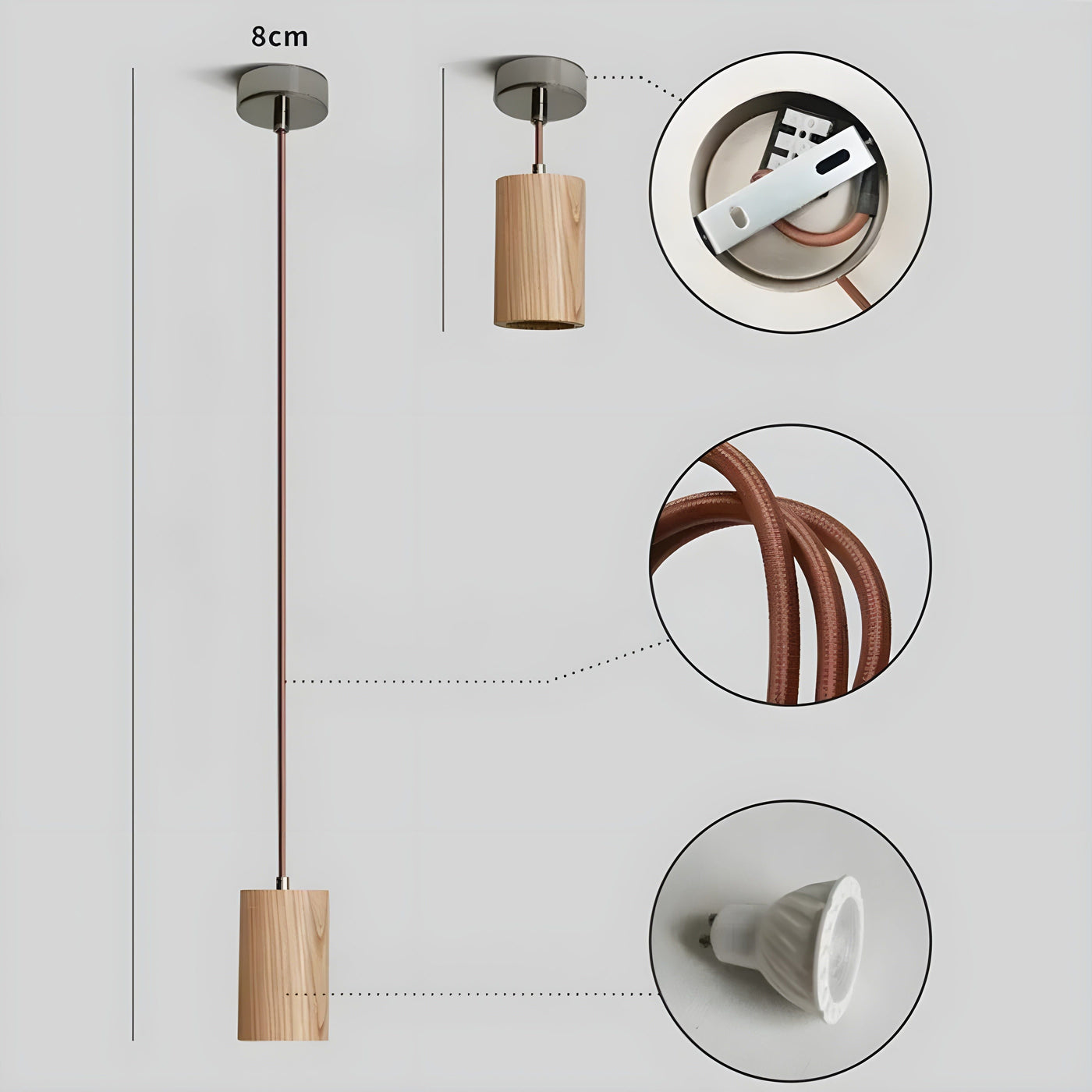 LuxeTrail Light - Skandinavische Hölzernes Pendelleuchte