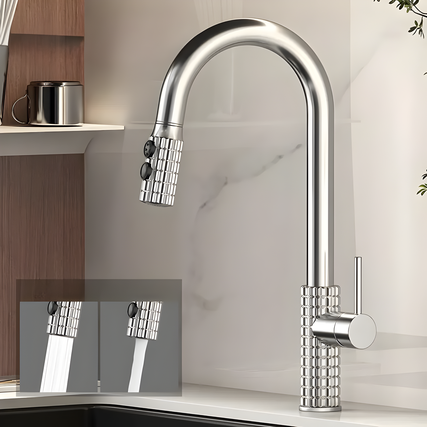 QuintaFlow - Hoher Bogen Metall Küchenarmatur