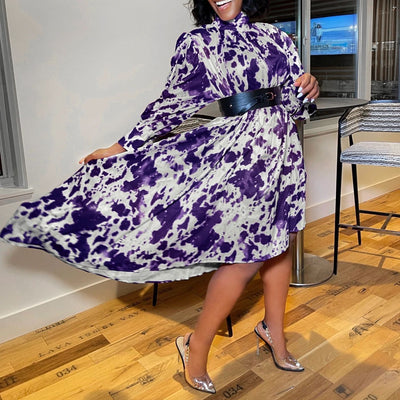 Ursula- Damen asymmetrisches Kleid mit hohen Kragen