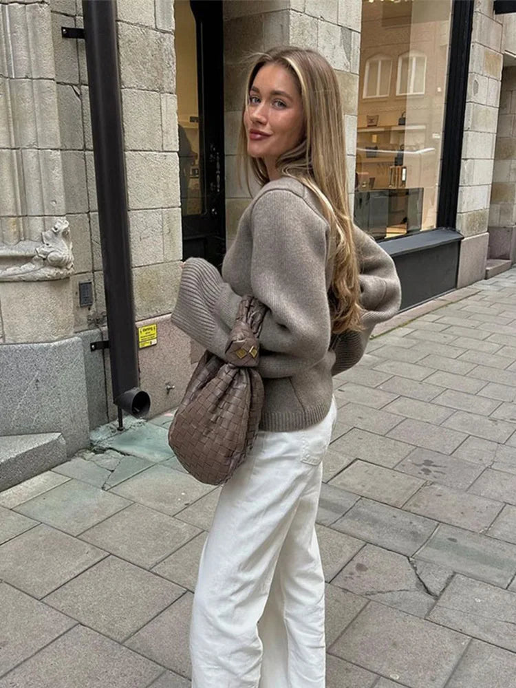 V-Ausschnitt Strickjacke mit Eleganter Struktur