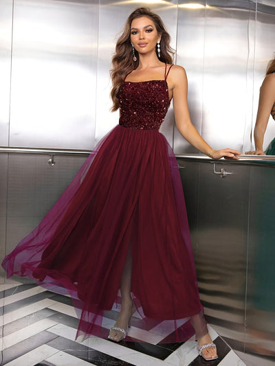 Valda - Schwarzes Abendkleid mit Pailletten