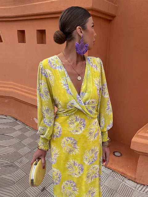 Sabina® | Vintage Twist-Print Midi-Kleid