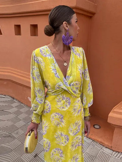 Sabina® | Vintage Twist-Print Midi-Kleid