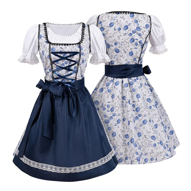 Damen Traditionelles Blau Oktoberfest Dirndl Kleid