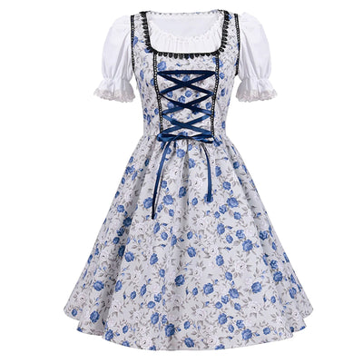 Damen Traditionelles Blau Oktoberfest Dirndl Kleid
