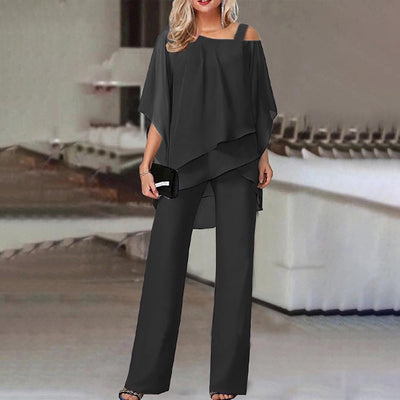 Zweiteiliger Jumpsuit mit schulterfreier Bluse