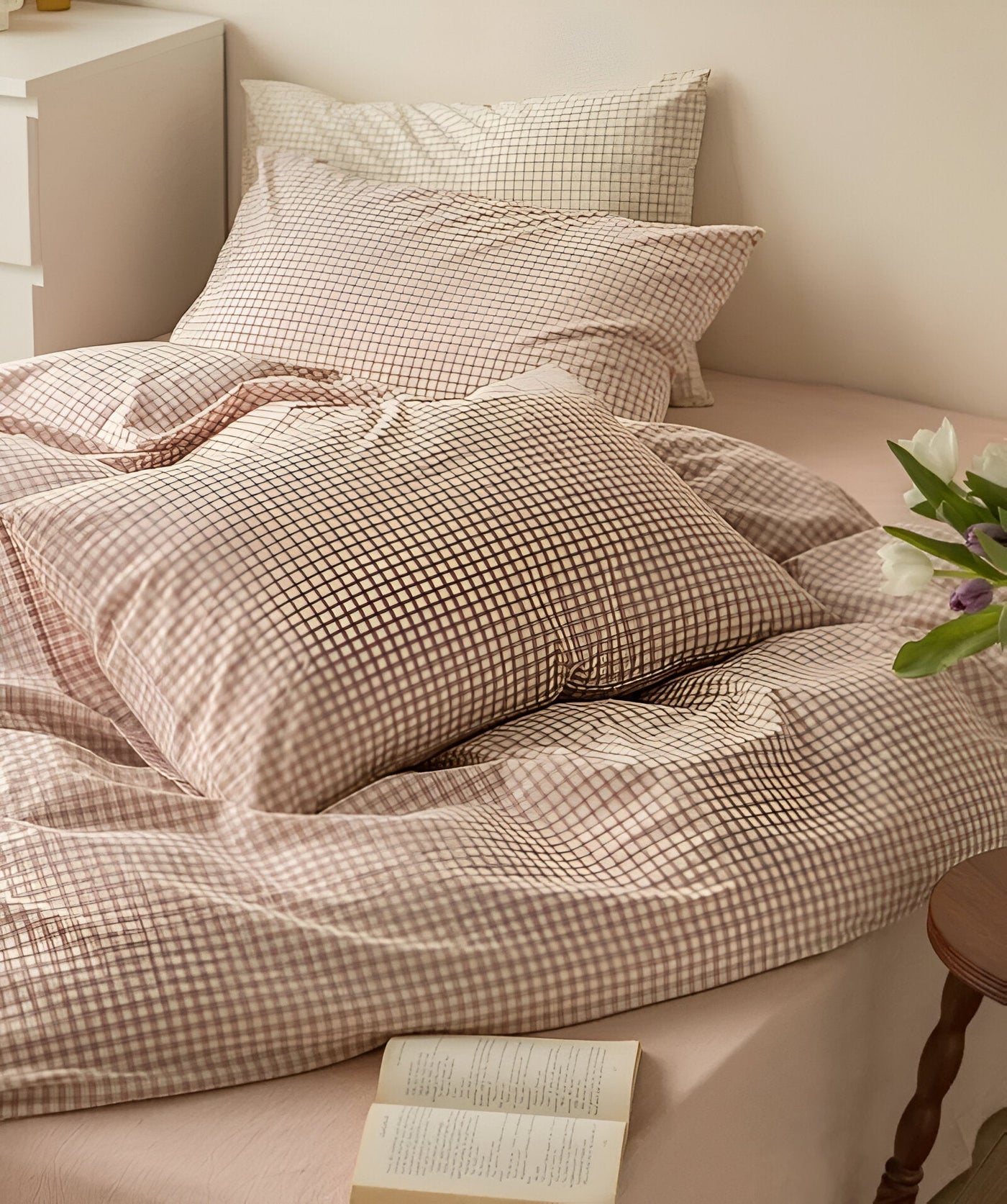 LunaVeil Bettwaren - Baumwolle Ginghan Stil Bettdecke Set