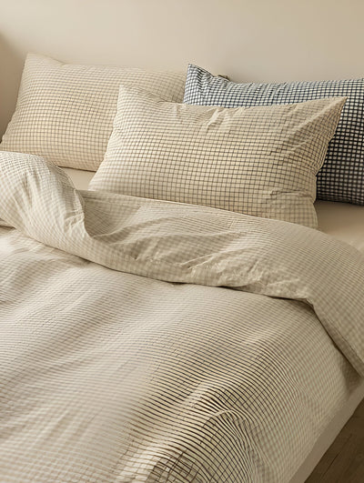 LunaVeil Bettwaren - Baumwolle Ginghan Stil Bettdecke Set