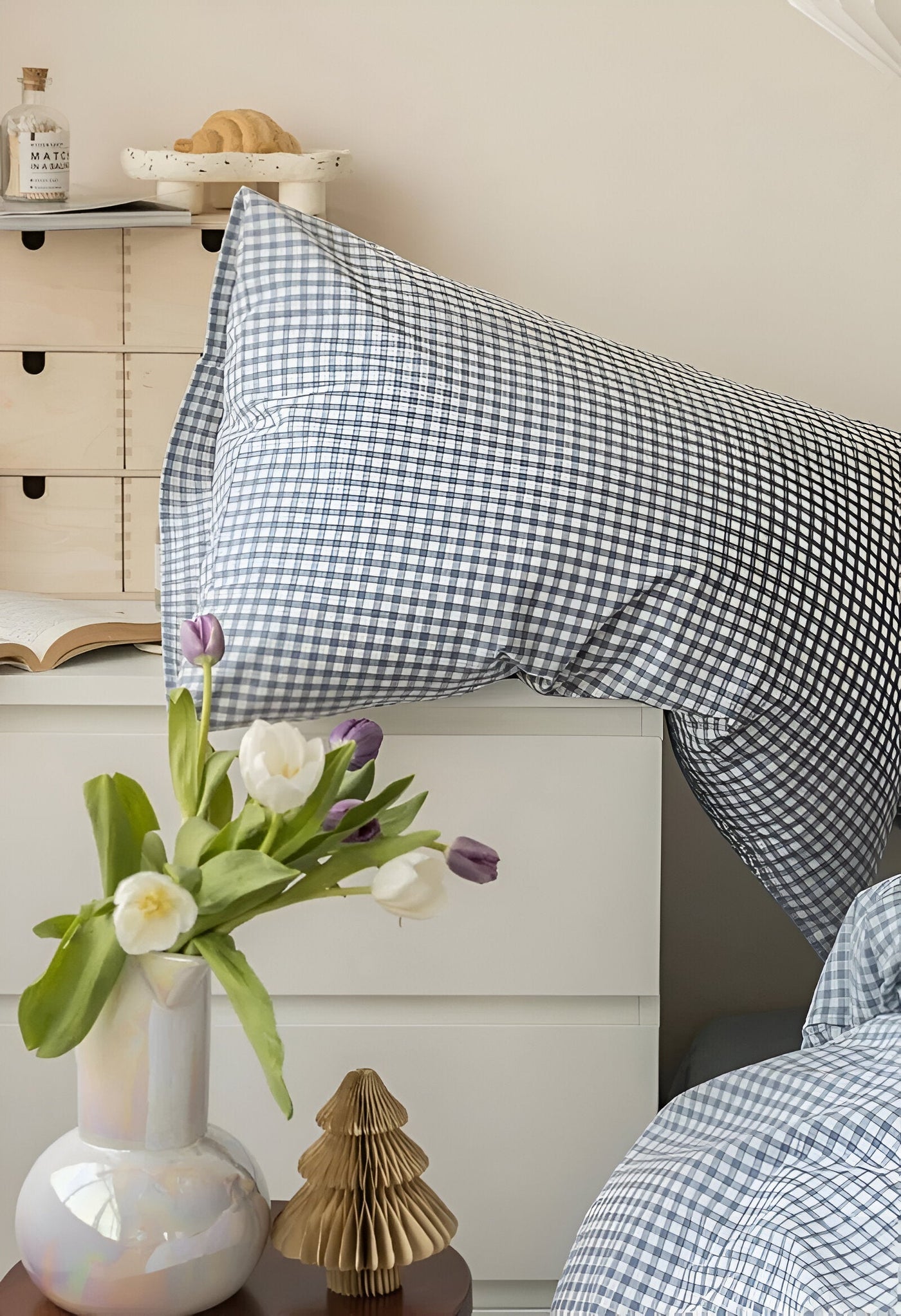 LunaVeil Bettwaren - Baumwolle Ginghan Stil Bettdecke Set