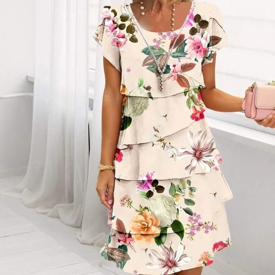 Kaskadenförmiges Sommer Blumenkleid