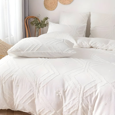 ZippWeave Bettwäsche-Set – Geometrisches Boho Tufted Duvet Bezug Set