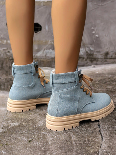 Lässige Damen-Stiefeletten aus strukturiertem Canvas im urbanen Stil - Martina