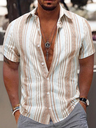 Herrenhemd aus Viskose mit abstraktem Aufdruck im Freizeitstil - Mateo