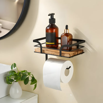Toilet OrganizeMate - Holz-Wandpapierhalter und -Organizer