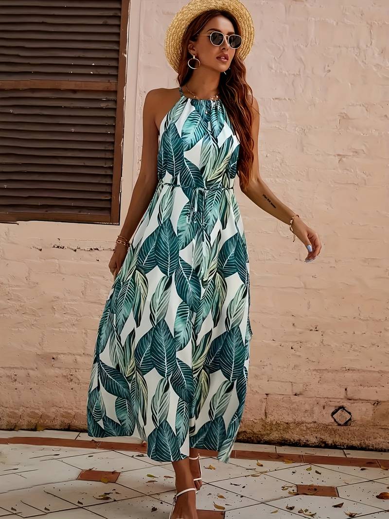 Jocelyn® | Neckholder-Strandkleid mit Blattmuster