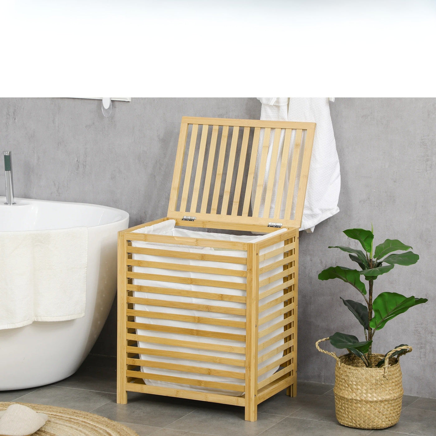 BambooTidy Basket - Moderner Bambus Wäschekorb