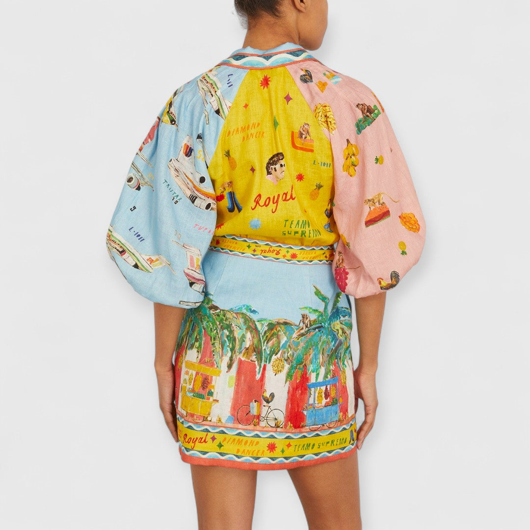 Nella | Buntes Mini-Kleid mit Kunst-Print