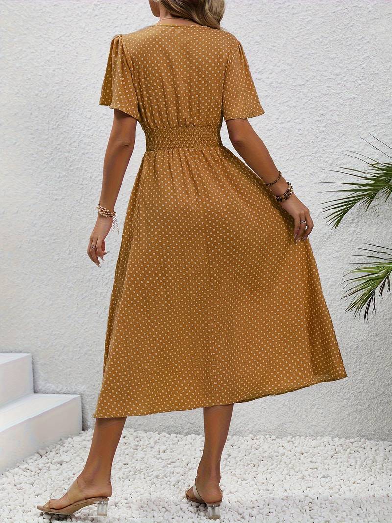 Allover-Print Kurzarmkleid Für Frühling Und Sommer