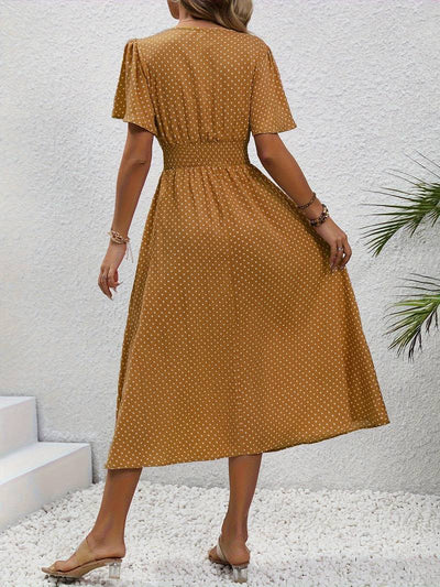 Allover-Print Kurzarmkleid Für Frühling Und Sommer