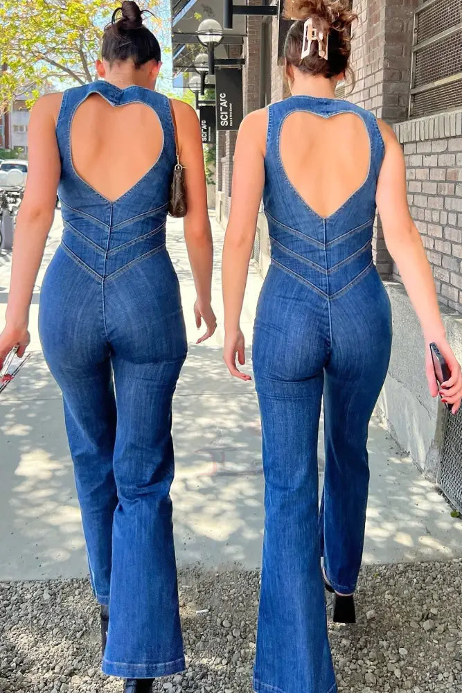 Stylisher Damen Denim Jumpsuit mit Rückenausschnitt
