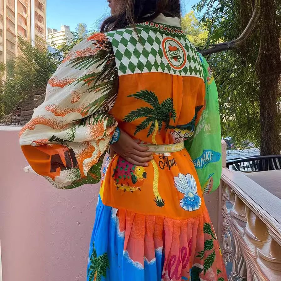 Kleid mit Print und langen Ärmeln für Damen