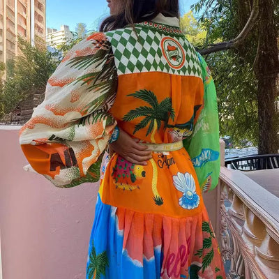 Kleid mit Print und langen Ärmeln für Damen