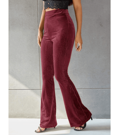 Ausgestellte, lässige Hose mit hoher Taille aus Samt