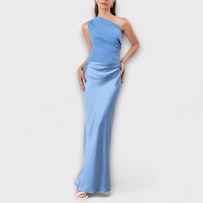 Elissa | Elegantes Ein-Schulter Falten Maxi Kleid