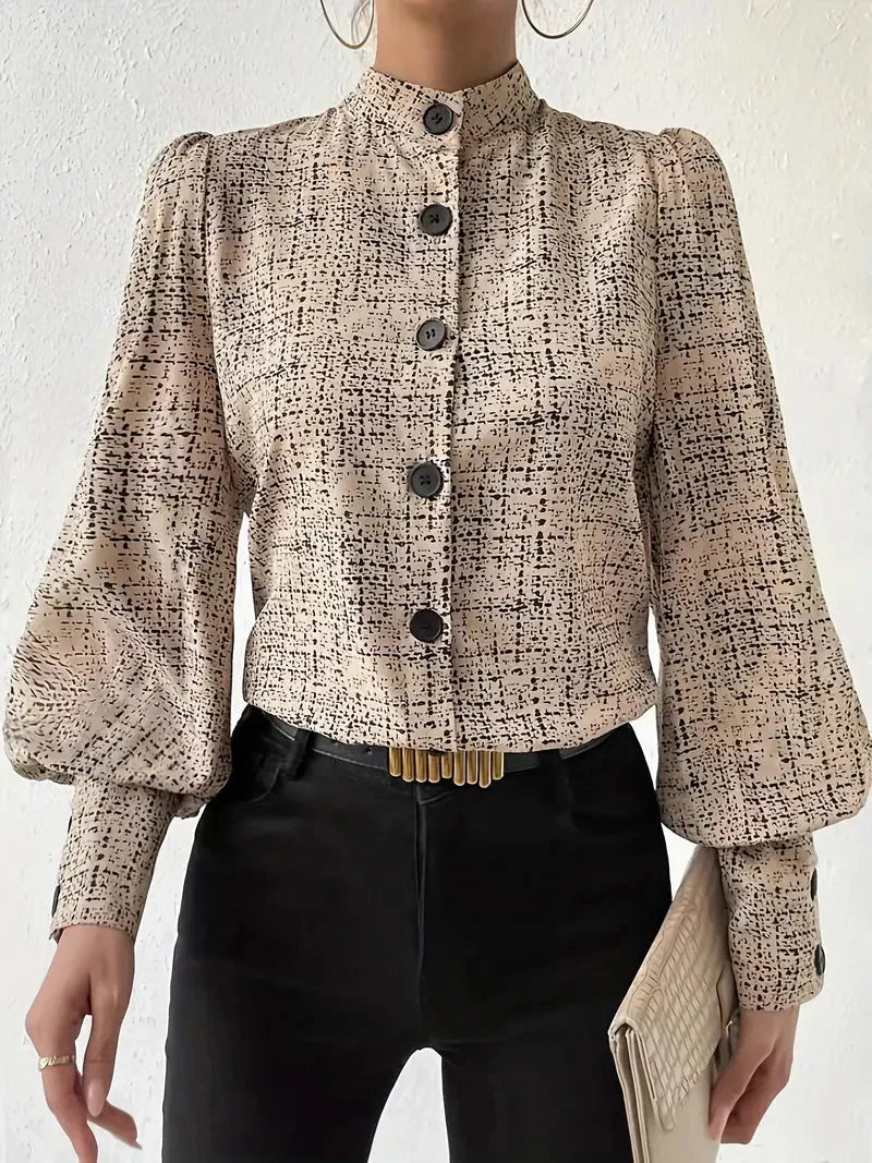 Bluse mit abstraktem Print und Puffärmeln für Frauen